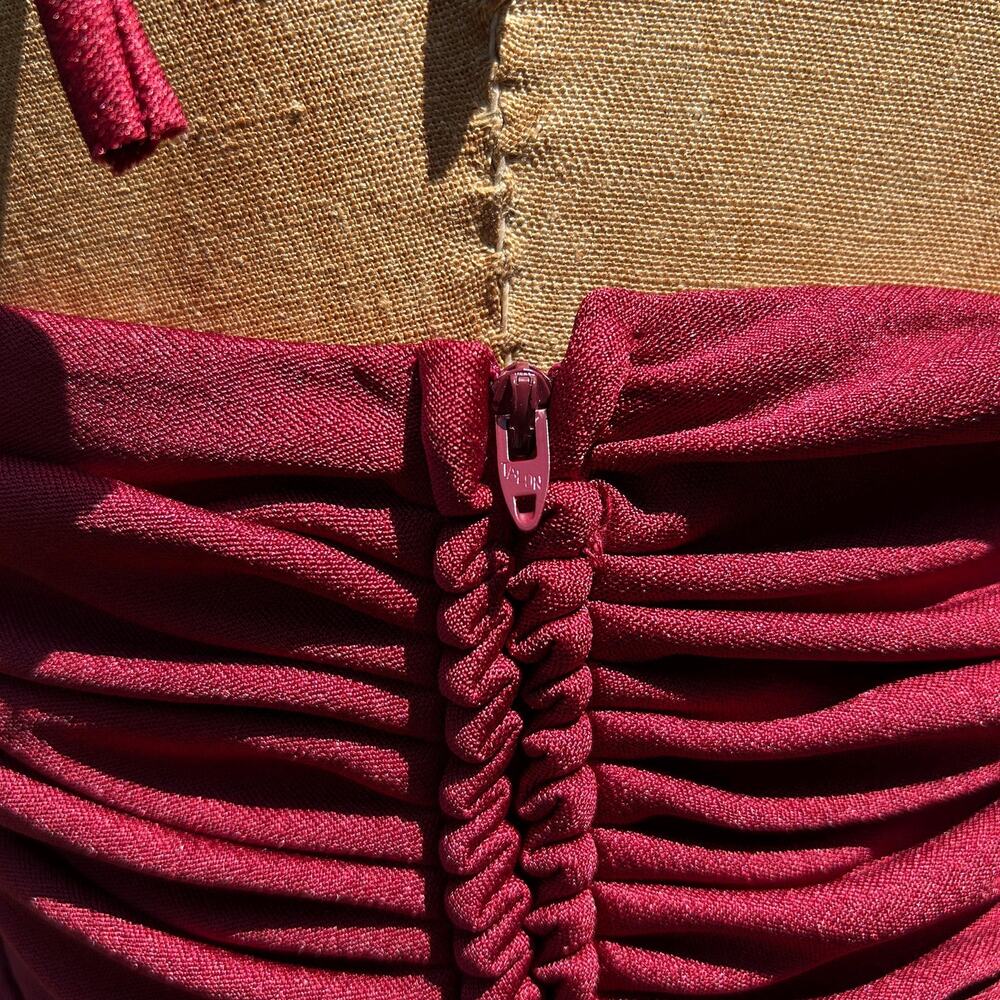 Vintage 70s Rusty Red Draped Gathered Grecian Empire Waist Flowy Maxi Dress S - Picture 6 of 8